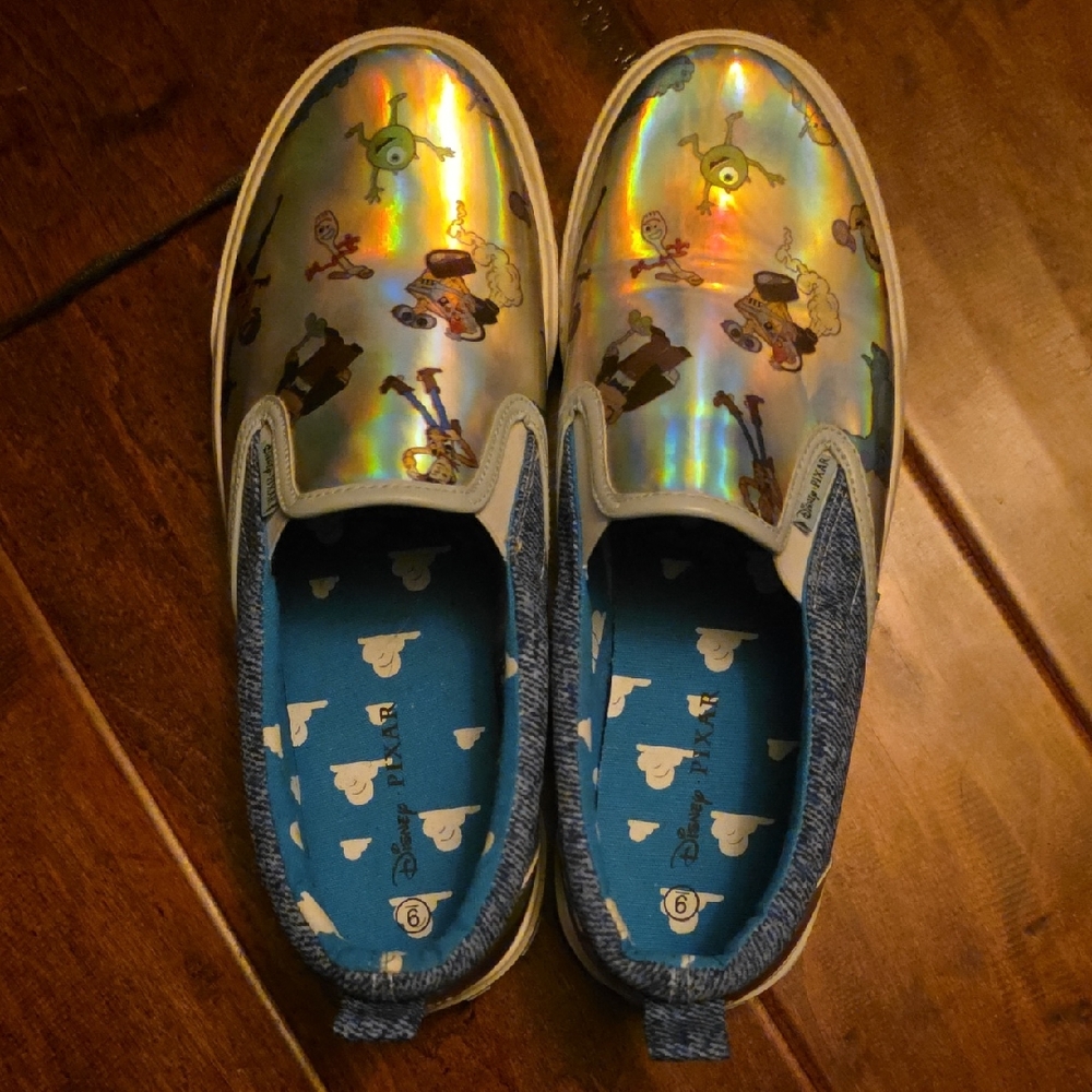Disney Silver Slip-On Loafers with Characters